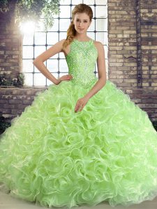 Decent Sleeveless Floor Length Beading Lace Up Sweet 16 Dresses with