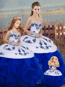 Nice Sweetheart Sleeveless Lace Up Quinceanera Dress Royal Blue Tulle