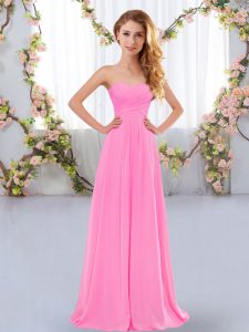 Floor Length Rose Pink Dama Dress Chiffon Sleeveless Ruching