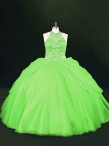 High Quality Lace Up Quince Ball Gowns Beading Sleeveless Floor Length