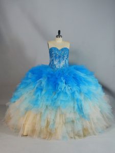 Eye-catching Multi-color Sweetheart Lace Up Appliques and Ruffles Quinceanera Dresses Sleeveless