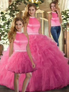 Tulle Sleeveless Floor Length Quince Ball Gowns and Ruffles