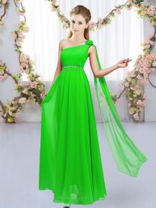 Excellent Floor Length Quinceanera Court Dresses One Shoulder Sleeveless Lace Up