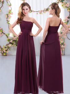 Extravagant Ruching Court Dresses for Sweet 16 Burgundy Zipper Sleeveless Floor Length