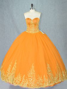 Fantastic Sleeveless Tulle Floor Length Lace Up Sweet 16 Quinceanera Dress in Gold with Beading