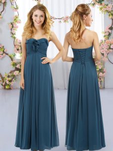 Navy Blue Sweetheart Lace Up Ruffles Court Dresses for Sweet 16 Sleeveless