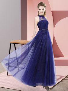Halter Top Sleeveless Lace Up Dama Dress Purple Tulle