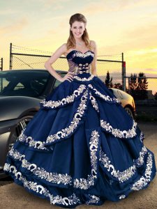 Exceptional Satin Half Sleeves Asymmetrical Quinceanera Gown and Embroidery