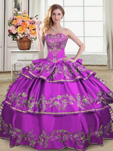 Fabulous Floor Length Purple Quinceanera Gowns Sweetheart Sleeveless Lace Up