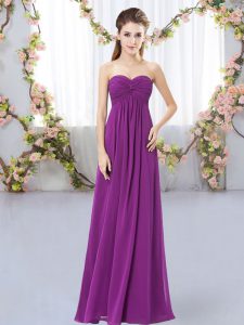 Pretty Purple Sleeveless Chiffon Zipper Dama Dress for Quinceanera for Wedding Party