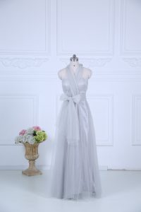Elegant Tulle Sleeveless Floor Length Quinceanera Dama Dress and Ruching