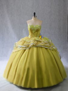 Spectacular Tulle Sleeveless Sweet 16 Dresses Brush Train and Appliques and Ruffles