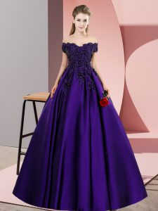 Glamorous Satin Sleeveless Floor Length Quinceanera Dresses and Lace