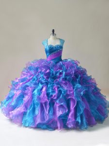 Classical Ball Gowns Sweet 16 Quinceanera Dress Multi-color Straps Organza Sleeveless Floor Length Zipper