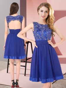 Inexpensive Royal Blue Sleeveless Beading and Appliques Mini Length Quinceanera Court of Honor Dress