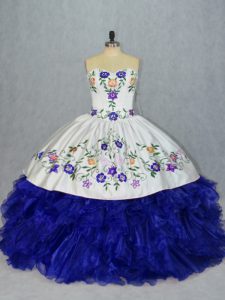 Sophisticated Floor Length Ball Gowns Sleeveless Royal Blue Quince Ball Gowns Lace Up