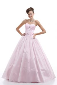 Floor Length Lace Up Sweet 16 Dress Pink for Sweet 16 and Quinceanera with Beading