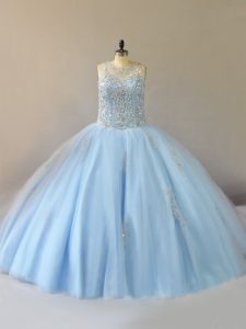 Fantastic Scoop Sleeveless Tulle Sweet 16 Quinceanera Dress Beading Lace Up