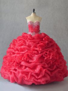 Customized Sweetheart Sleeveless Quinceanera Dress Beading and Pick Ups Lace Up