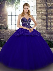 Dramatic Blue Sweetheart Lace Up Beading and Appliques Sweet 16 Dresses Sleeveless
