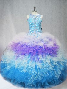 Delicate Multi-color Quinceanera Gowns Tulle Sleeveless Beading and Ruffles
