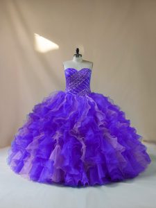 Flirting Multi-color Sweet 16 Dress Sweet 16 and Quinceanera with Beading and Ruffles Halter Top Sleeveless Lace Up