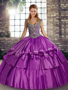 Dazzling Floor Length Ball Gowns Sleeveless Purple Quinceanera Dress Lace Up