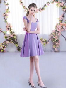 Designer Mini Length Lavender Dama Dress Straps Cap Sleeves Zipper