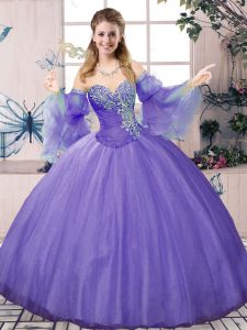 Lavender Sweetheart Neckline Beading Ball Gown Prom Dress Sleeveless Lace Up