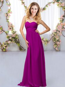 Spectacular Purple Sleeveless Beading Floor Length Quinceanera Dama Dress
