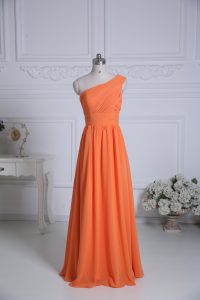 Sleeveless Zipper Floor Length Ruching Dama Dress