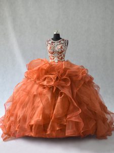 Organza Sleeveless Ball Gown Prom Dress and Beading and Ruffles