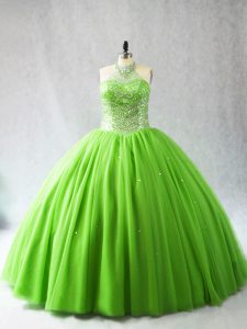 Flare Beading Quinceanera Dresses Lace Up Sleeveless Court Train