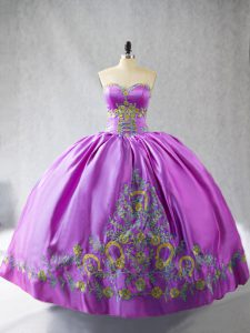 Ball Gowns Quinceanera Gowns Lilac Sweetheart Satin Sleeveless Lace Up