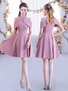 Fine Short Sleeves Mini Length Ruching Zipper Court Dresses for Sweet 16 with Lavender