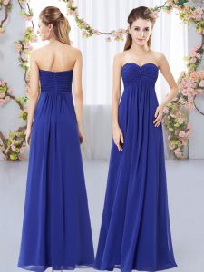 New Style Ruching Dama Dress Royal Blue Zipper Sleeveless Floor Length