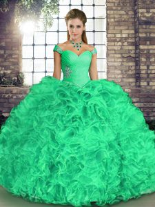 Floor Length Ball Gowns Sleeveless Turquoise Quinceanera Dress Lace Up