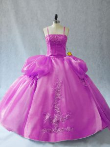 Luxury Lilac Sleeveless Organza Lace Up Sweet 16 Dresses for Sweet 16 and Quinceanera