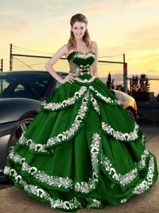 Dark Green Sleeveless Satin Lace Up Vestidos de Quinceanera for Sweet 16 and Quinceanera