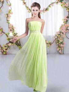 Best Yellow Green Sleeveless Beading Lace Up Damas Dress