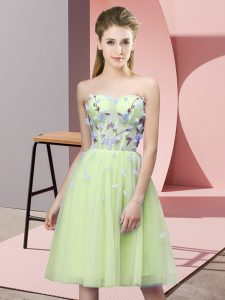 Superior Yellow Green Sweetheart Neckline Appliques Quinceanera Court Dresses Sleeveless Lace Up