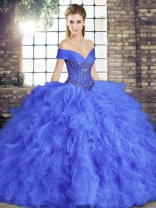 Hot Sale Sleeveless Beading and Ruffles Lace Up 15 Quinceanera Dress
