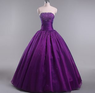 Perfect Floor Length Ball Gowns Sleeveless Eggplant Purple Sweet 16 Quinceanera Dress Lace Up