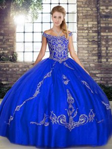 Hot Sale Floor Length Ball Gowns Sleeveless Royal Blue Quinceanera Gowns Lace Up