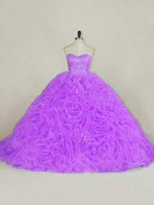 Lavender Sleeveless Beading Lace Up 15 Quinceanera Dress