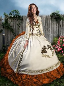 Amazing Brown Vestidos de Quinceanera Sweet 16 and Quinceanera with Beading and Embroidery Sweetheart Sleeveless Lace Up