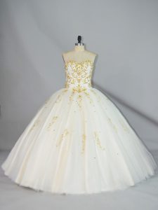 Halter Top Sleeveless Lace Up Sweet 16 Dress Champagne Tulle