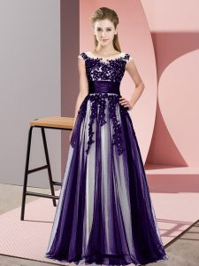 Extravagant Purple Scoop Zipper Beading and Lace Quinceanera Court Dresses Sleeveless