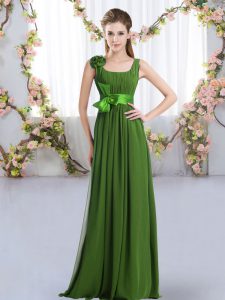 Inexpensive Green Zipper Damas Dress Belt and Hand Made Flower Sleeveless Floor Length