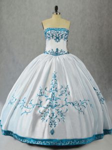 Fantastic White Sleeveless Satin Lace Up Vestidos de Quinceanera for Sweet 16 and Quinceanera